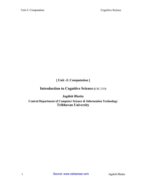 Cognitive Science Unit 3
