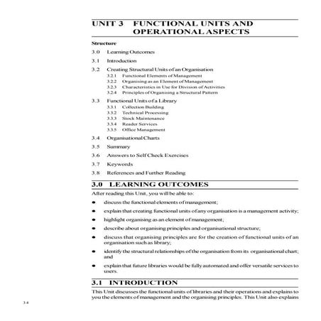 FUNCTIONAL UNITS AND OPERATIONAL ASPECTS