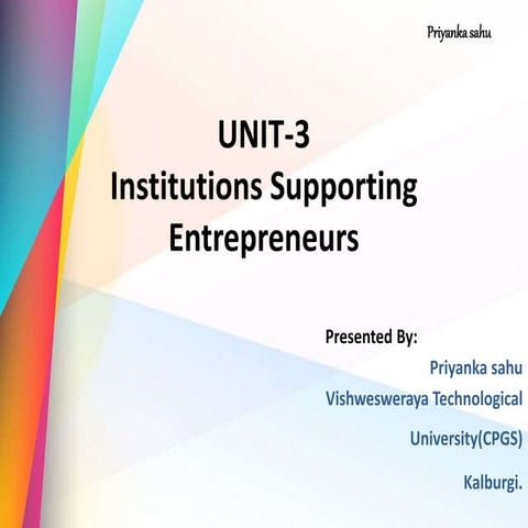 Institutions SupportingEntrepreneurs