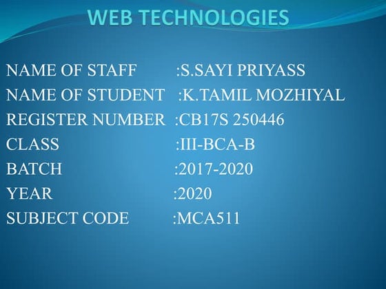Unit 3 WEB TECHNOLOGIES 