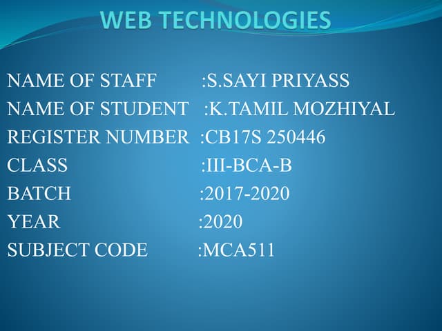 Unit 3 WEB TECHNOLOGIES 