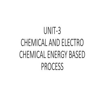Chemical and Electro Chemical Based  process
