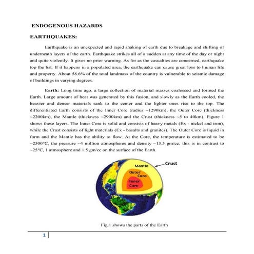 ENDOGENOUS HAZARDS EARTHQUAKES .docx