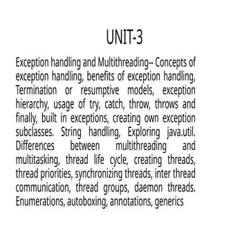 object oriented programming through java unit-3 | PPTX