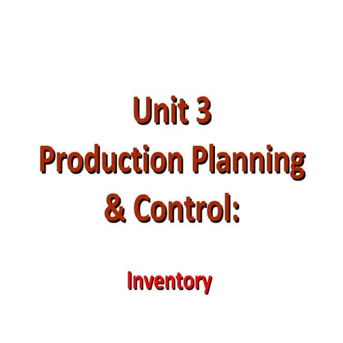 Unit 3-inventory control