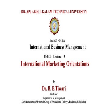 Unit- 3: Lecture -3(International Marketing Orientations) | PPTX