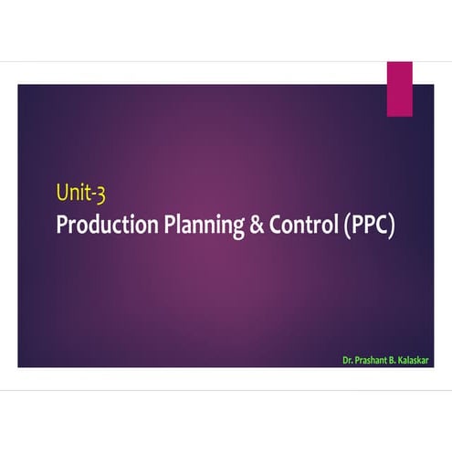 Production Planning & Control