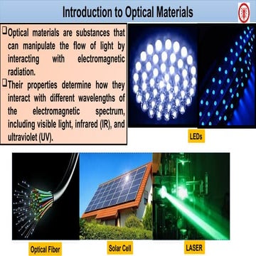 INTRODUCTION TO OPTICAL MATERIALS FOR FIBER