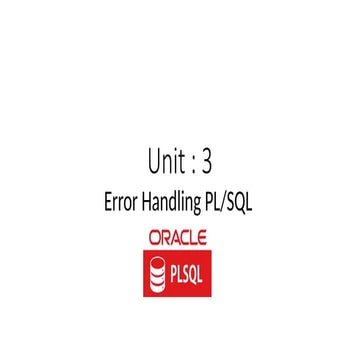 Oracle PL/SQL exception handling | PPT