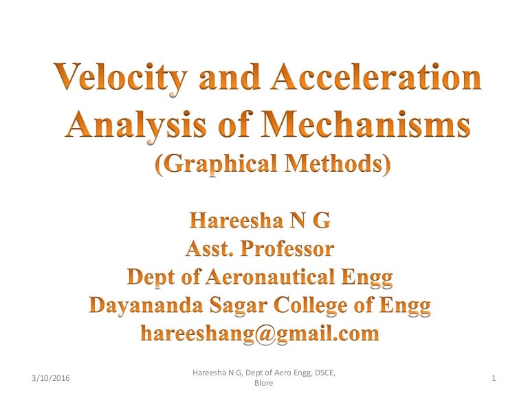 Velocity and acceleration of mechanisms
