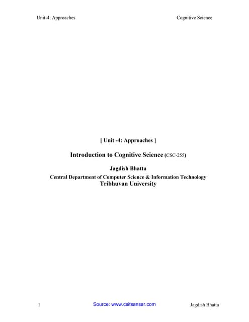 Cognitive Science Unit 4