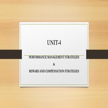 Performance mgmt strategies