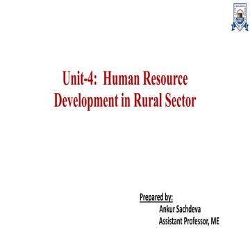Human Resource Development in Rural Sector