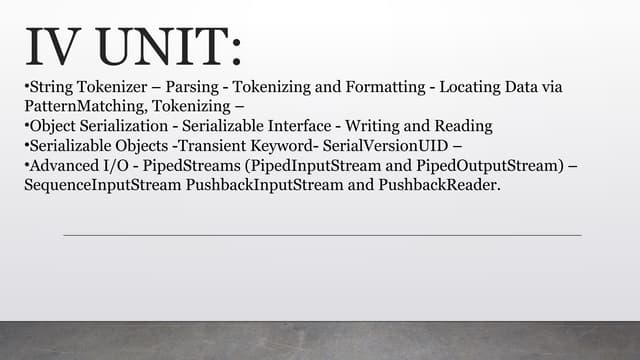 22CS307-ADAVANCE JAVA PROGRAMMING UNIT 4