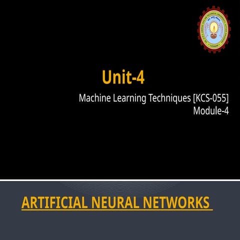 Unit-4-ARTIFICIAL NEURAL NETWORKS.pptx ANN ppt Artificial neural network