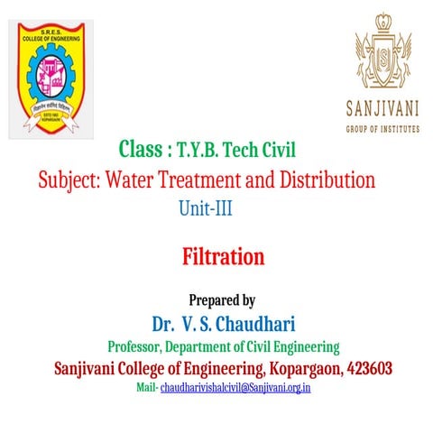 Filtration of Water in Water Treatment.ppt