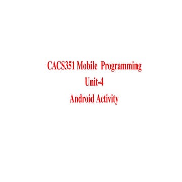 Android activity lifecycle | PPTX
