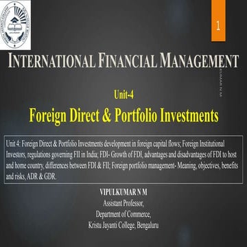 Foreign Direct & Portfolio Investments 