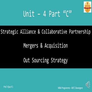 Unit - 4_Part C_Strategic Management (18MBA25)_Cooperative Strategies