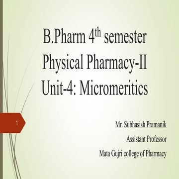 Physical Pharmacy-II (Micromeritics).pptx