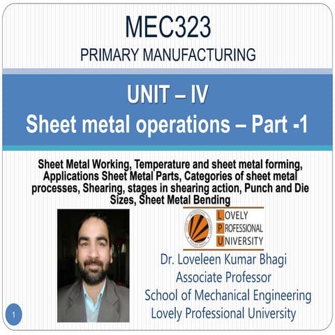 Unit 4 sheet metal operations part 1