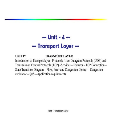 Transport Layer, UDP,TCP,QoS,Congestion Control | PPTX