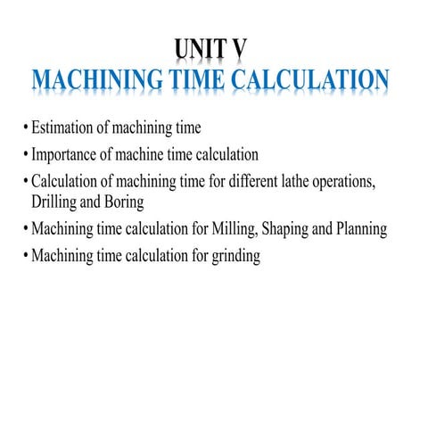 MACHINING TIME CALCULATION