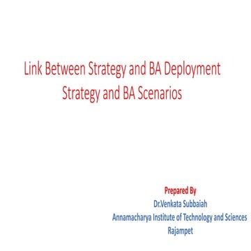Link Between Strategy and BA Deployment Strategy and BA Scenarios