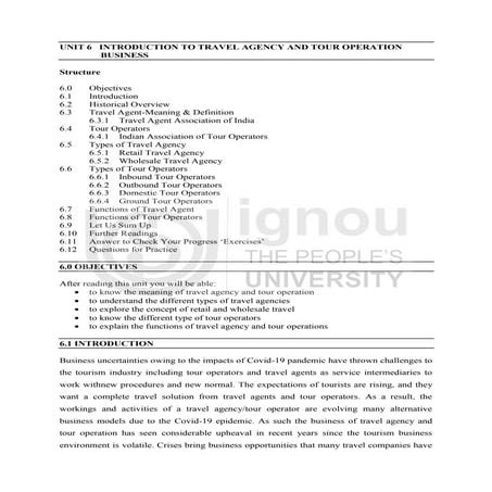 Tour Operations Management. | PDF