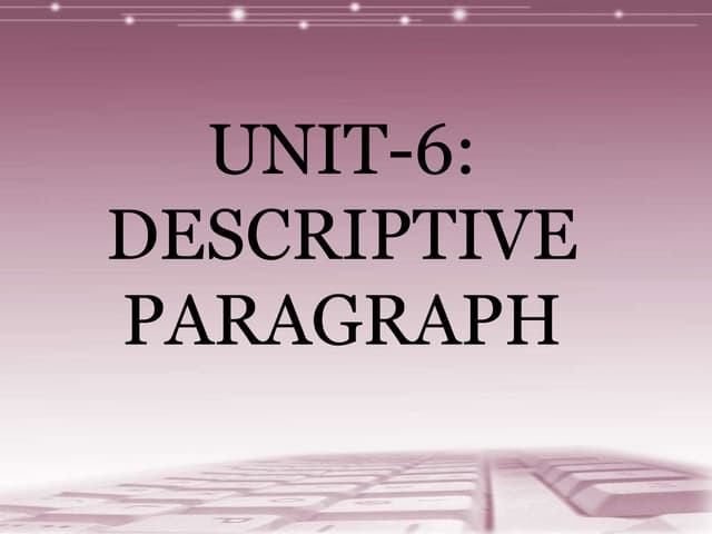  descriptive paragraph