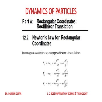 Unit-6 Dynamics of Particles-1 btech mechanical engineering | PPTX