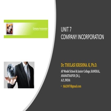 Unit 7- Company Incorporation- Inter - Commerce