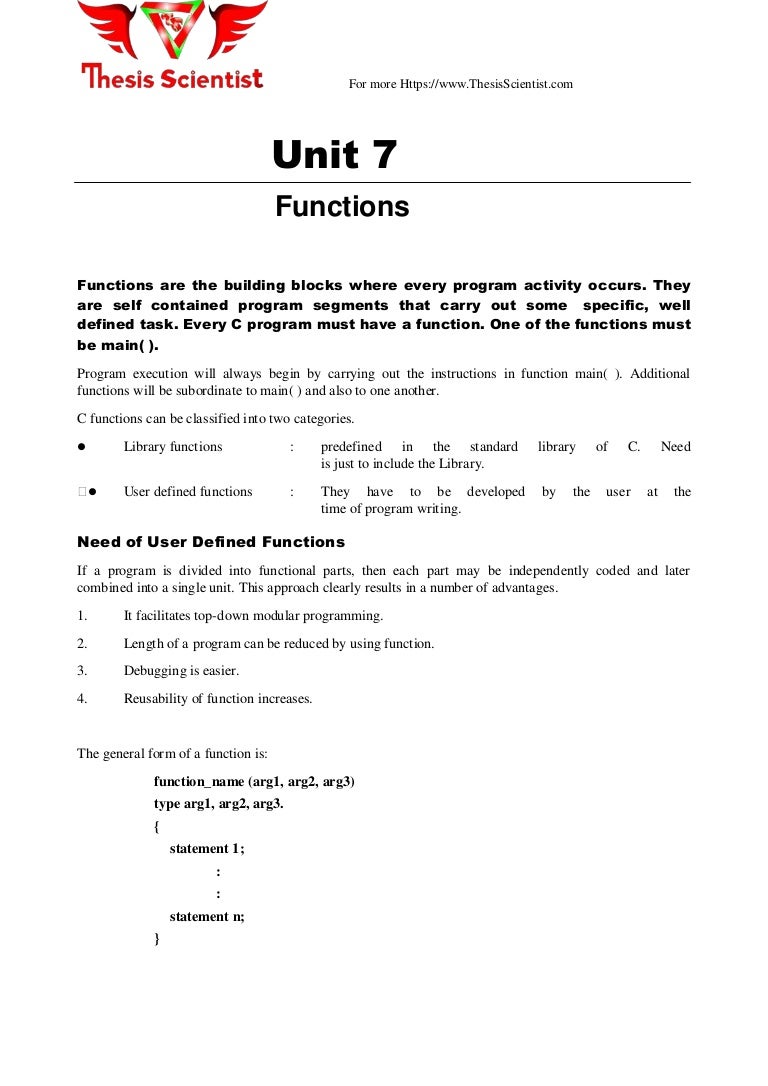 C functions list