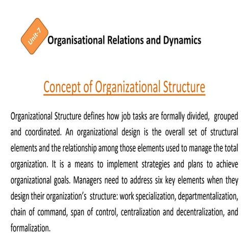 Organisational relations and dynamics