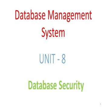 DBMS Unit - 8 - Database Security | PDF