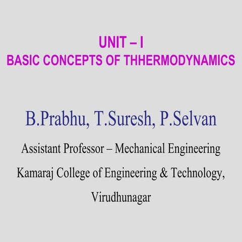 THERMODYNAMICS UNIT - I