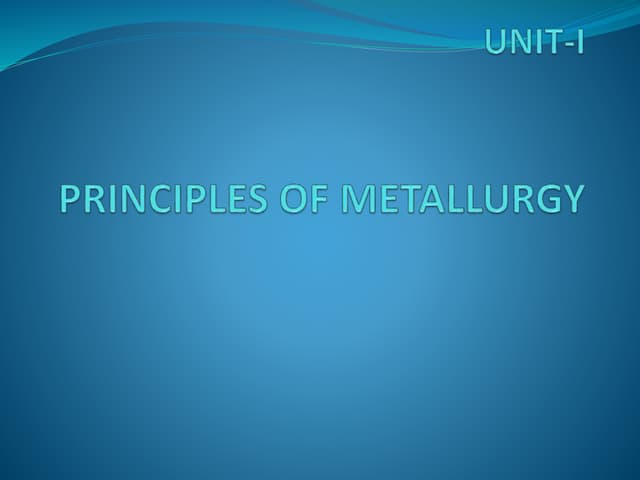 Principles of Metallurgy