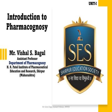 Introduction of pharmacognosy & Phytochemistry 