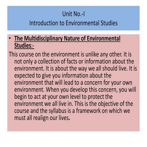 Basics of Environmental Studies | PDF