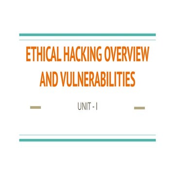 UNIT - I in Engineering Subjects Ethical Hacking Subject
