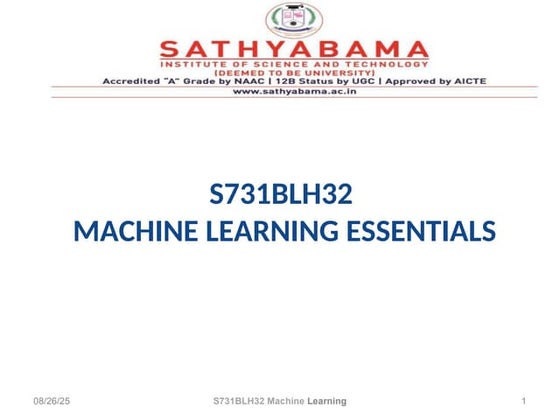 UNIT-I Machine Learning Essentials for 2nd years