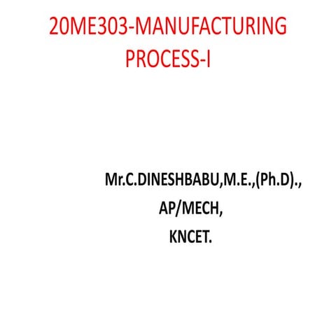 UNIT-I-METAL CASTING PROCESSES -Manufact