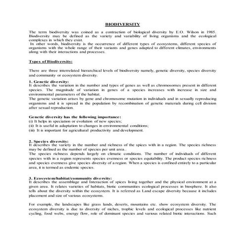 Unit  i biodiversity