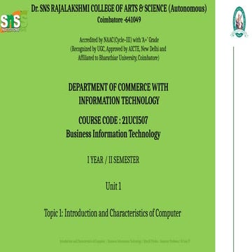 Characteristics of Computer in Business information technology