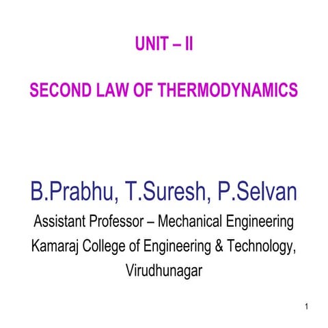 Thermodynamics - Unit - II 