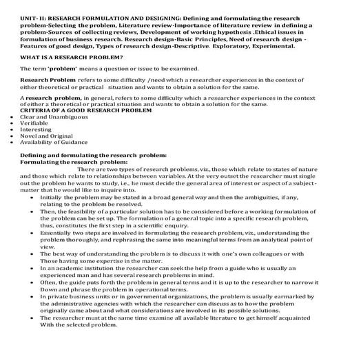 Business Research Methods Unit 2