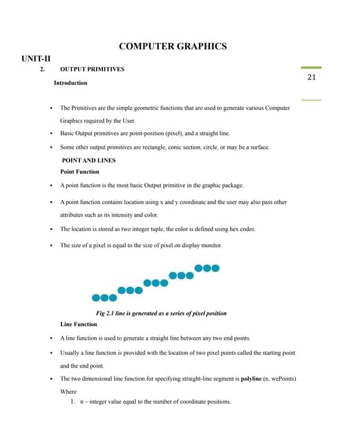 Line Drawing Algorithms - Computer Graphics - Notes | PPT image.