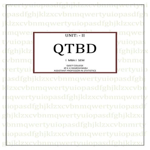 UNIT II - DECISION THEORY - QTBD - I MBA - I SEM