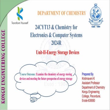 Unit-II Energy Stroage Devices.ppt ( Chemistry for Electronics and Computer S...