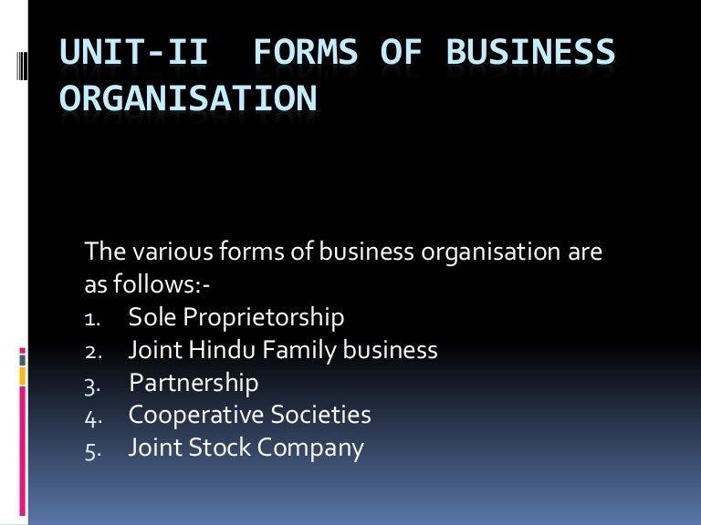 forms of business organisation